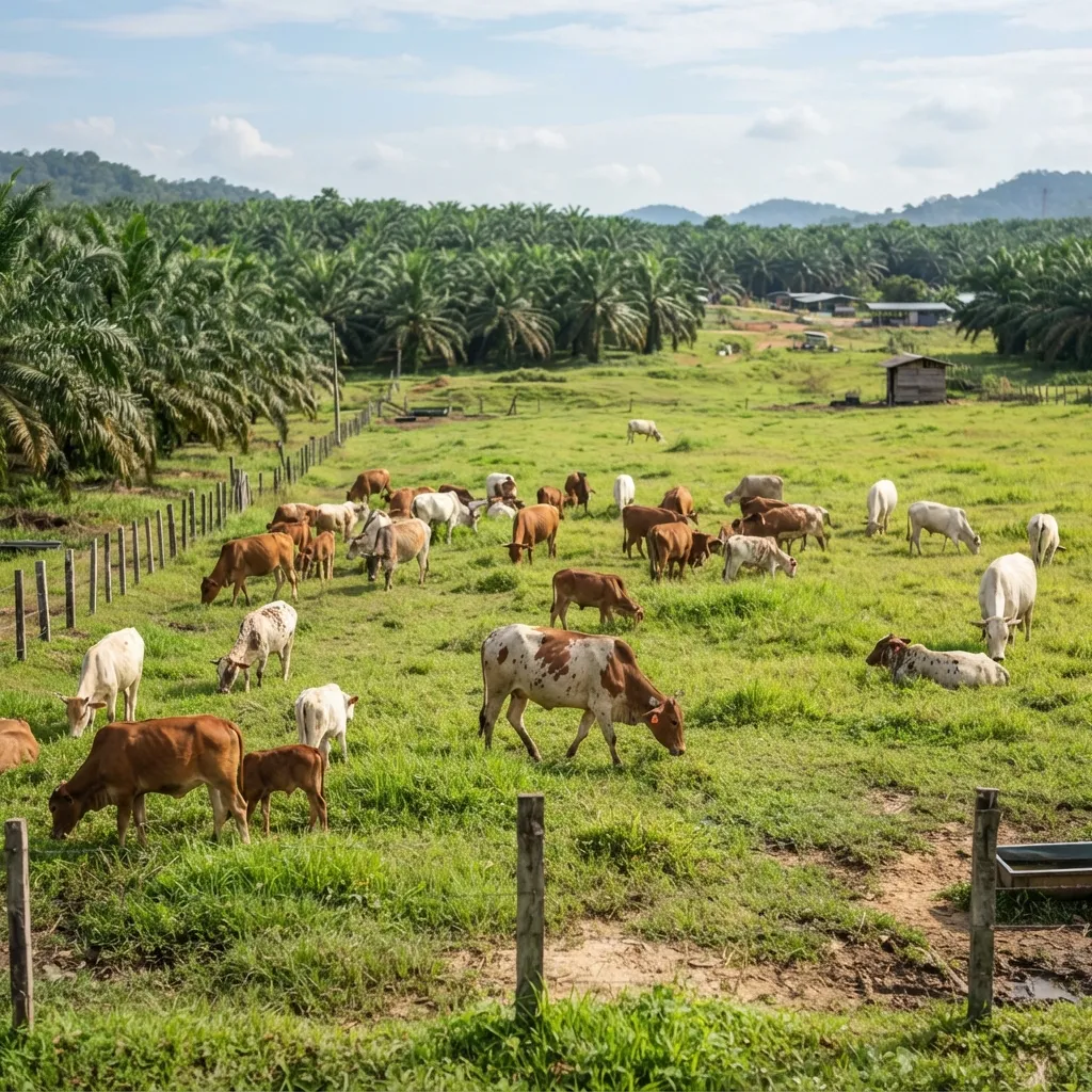 Lembu sihat di Padang Ragut Veterinar Jasin, pagi