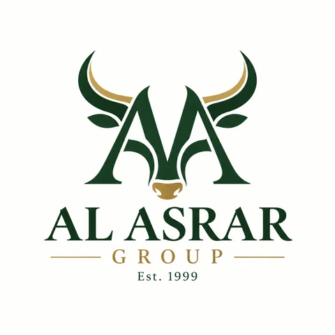 Logo Al Asrar Group, kepala lembu AA Est.1999
